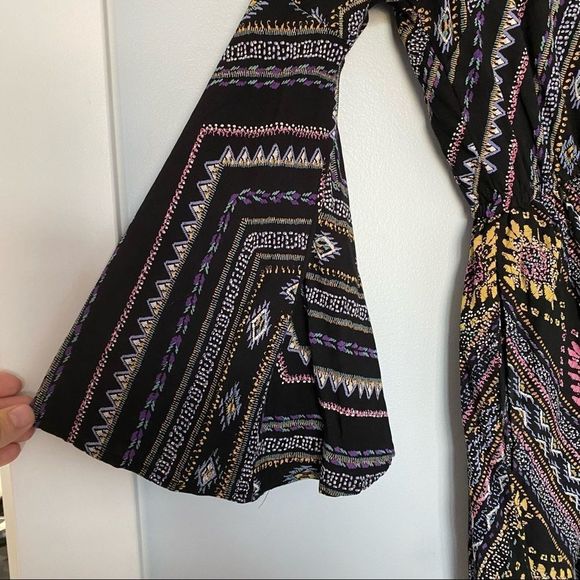 ANGIE Retro boho Style romper black S bell sleeve - Picture 3 of 9